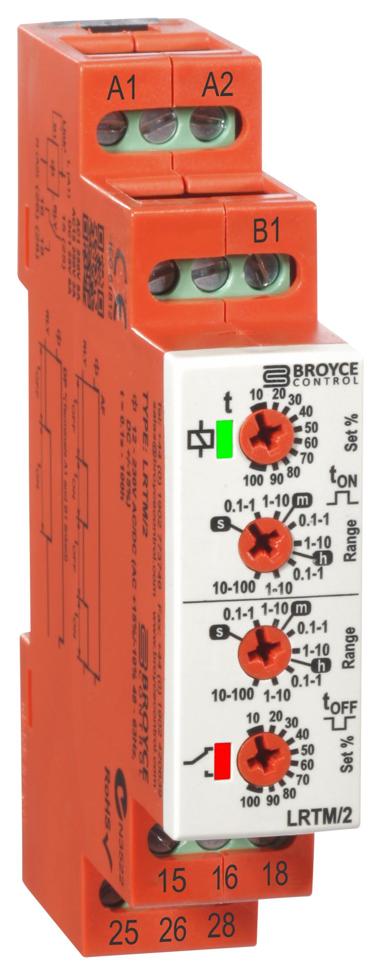 LRTM/2 12-230V AC/DC DELAYED PULSE/OFF/ON TIMER, DPDT BROYCE CONTROL