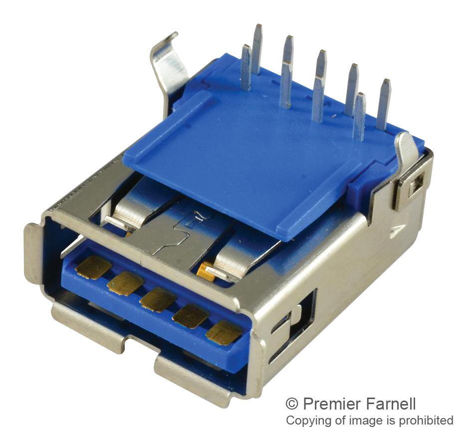 GSB311131HR USB CONN, 3.0 TYPE A, RECEPTACLE, THT AMPHENOL ICC
