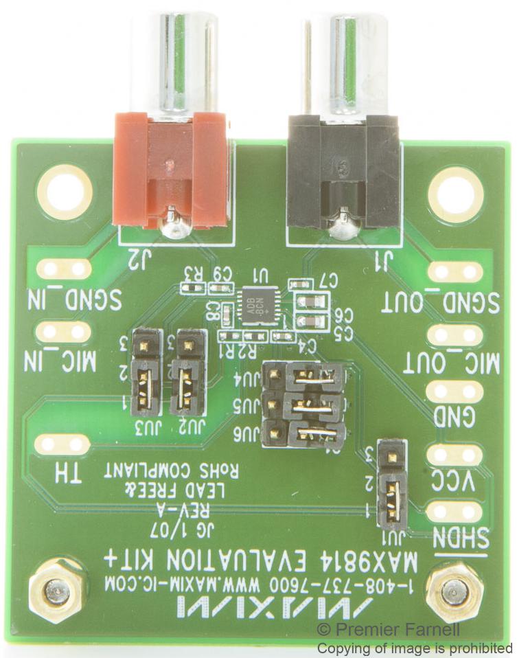 MAX9814EVKIT+ EVAL BOARD, MICROPHONE PREAMPLIFIER MAXIM INTEGRATED / ANALOG DEVICES