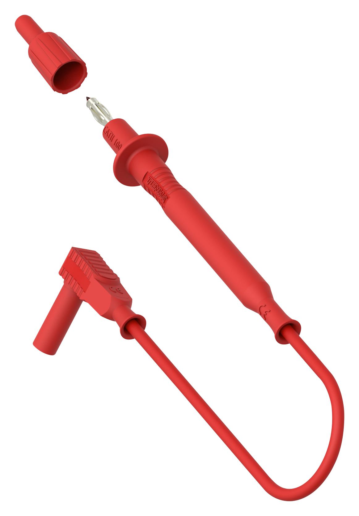 76-046 4MM BANANA TIP PROBE-R/A PLUG, RED, 1M TENMA