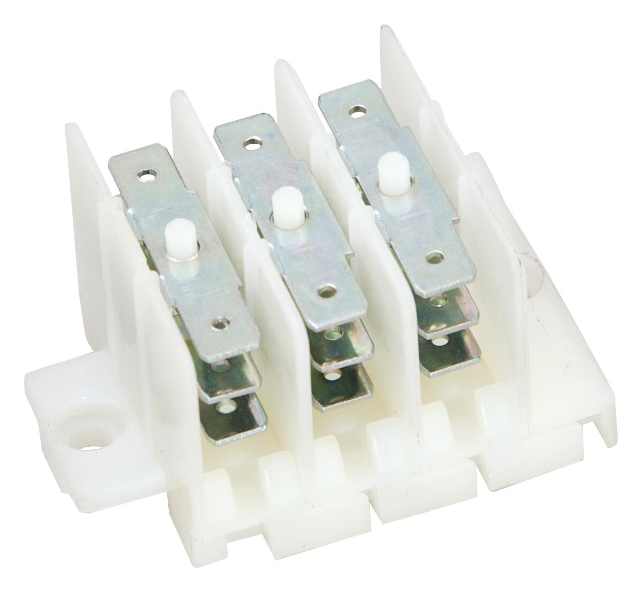 HY508/3 F/F TERMINAL BLOCK, 6P, M4 SCREW, 6 TAB HYLEC