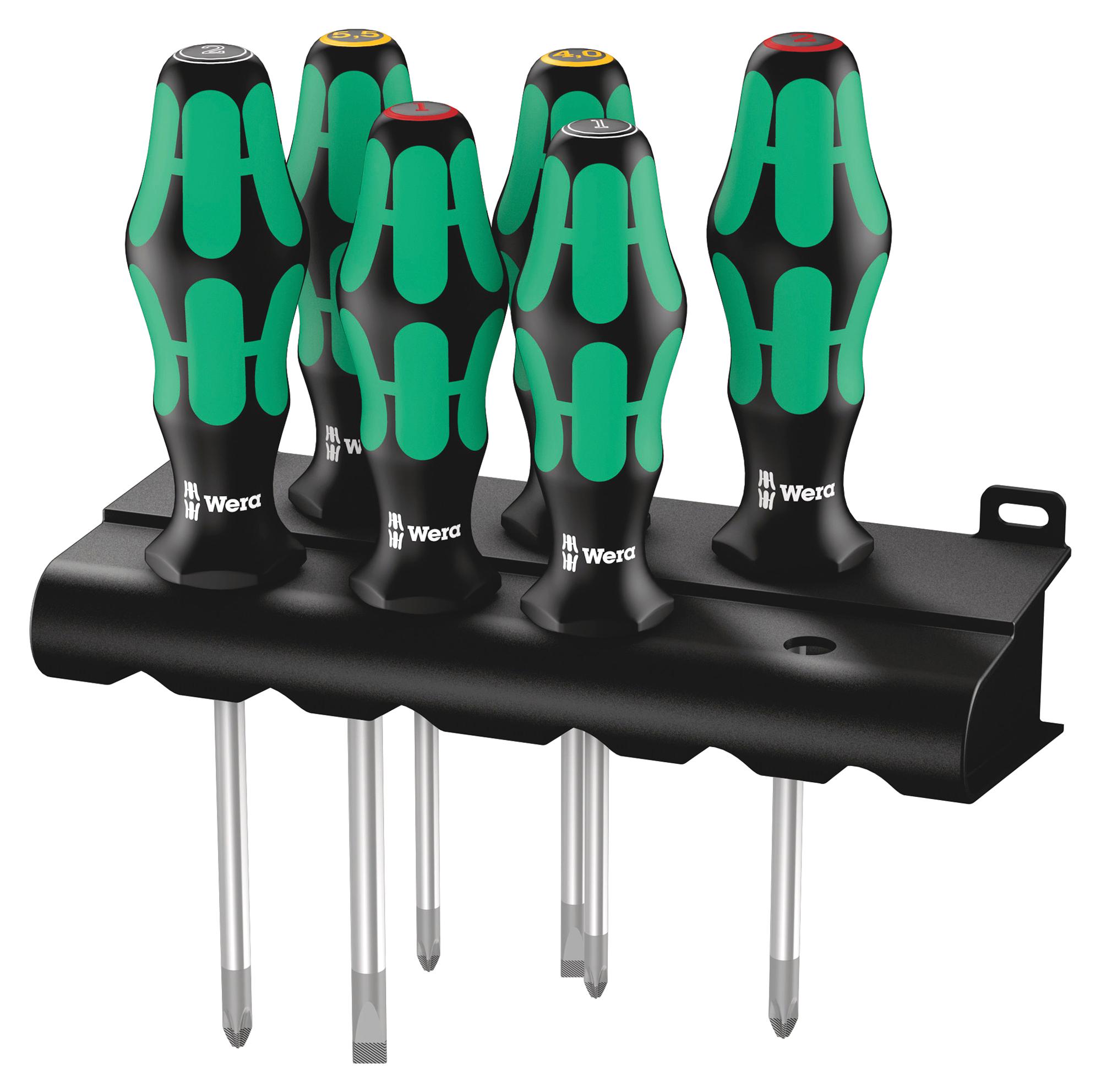 05105622001 SCREWDRIVER SET, PH/PZ/SLOTTED, 6PC WERA