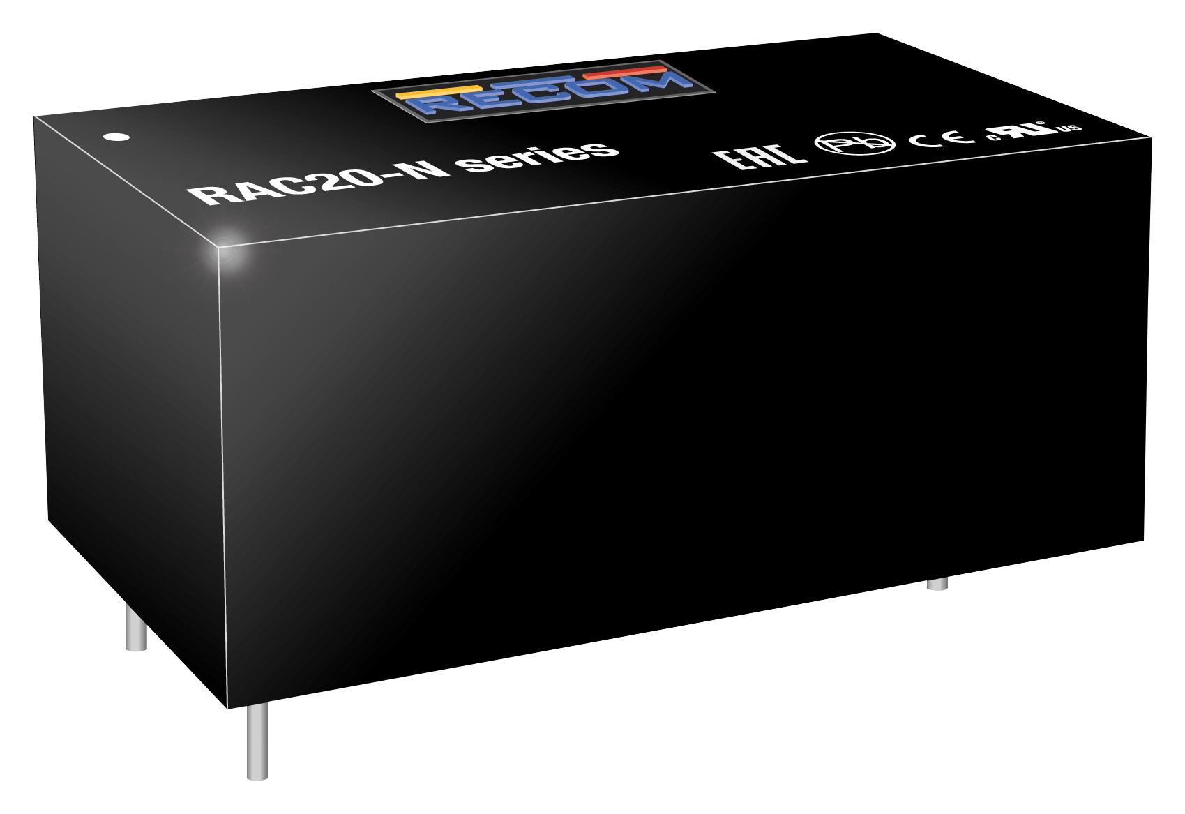 RAC20-12SN POWER SUPPLY, AC-DC, 12V, 1.66A RECOM POWER