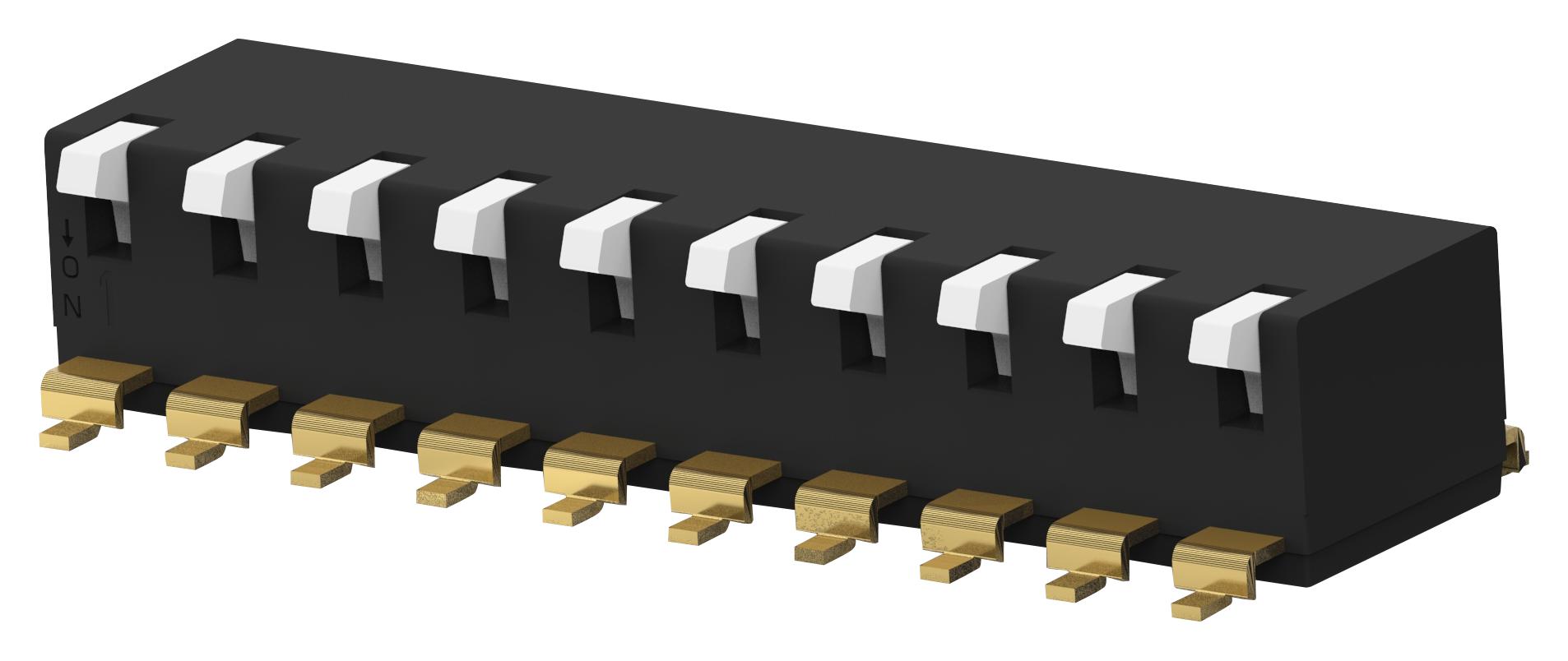 EDSP10SGLNNTU04 DIP SWITCH, 10POS, SPST, PIANO KEY, SMD ALCOSWITCH - TE CONNECTIVITY