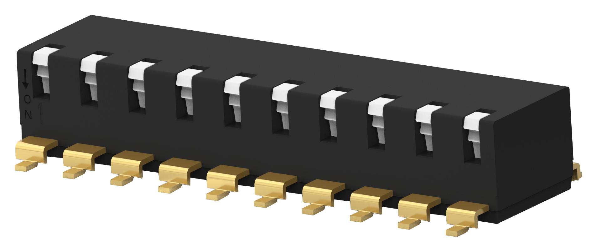 EDSP10SGRNNTU04 DIP SWITCH, 10POS, SPST, PIANO KEY, SMD ALCOSWITCH - TE CONNECTIVITY
