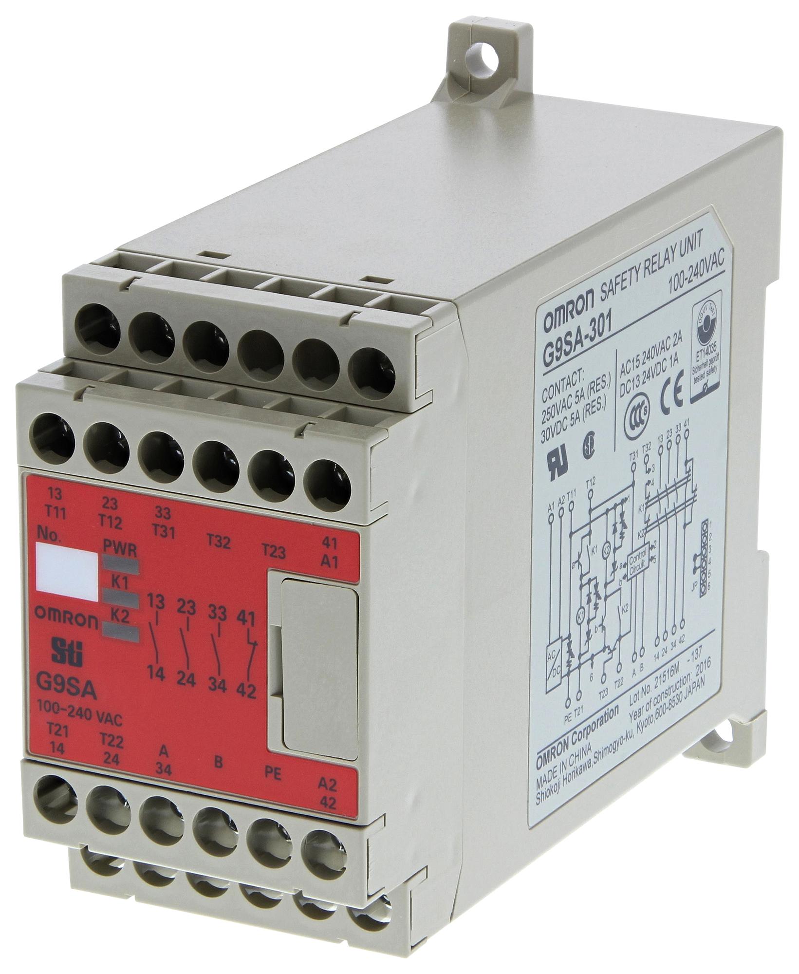 G9SA301AC100240.1 SAFETY RELAY, 3PST-NO, 240VAC, 5A, SCREW OMRON