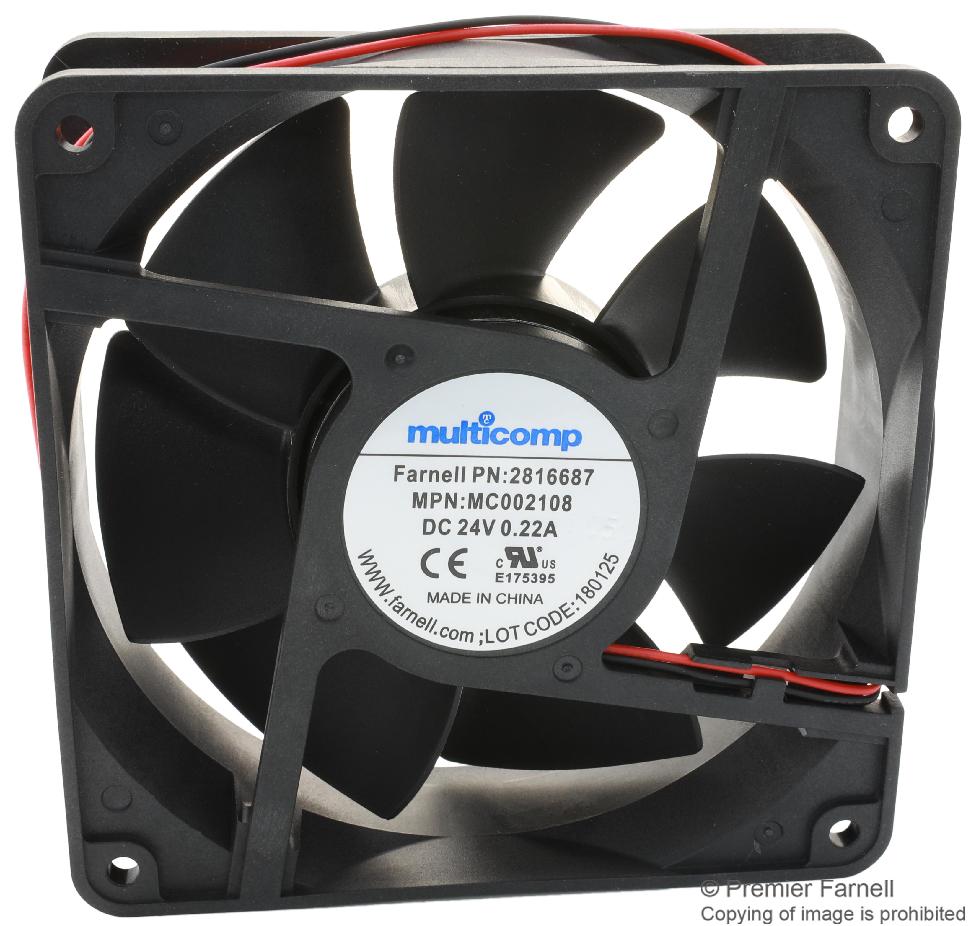 MC002110 AXIAL FAN, 80MM, 12VDC, 38.6CFM MULTICOMP PRO