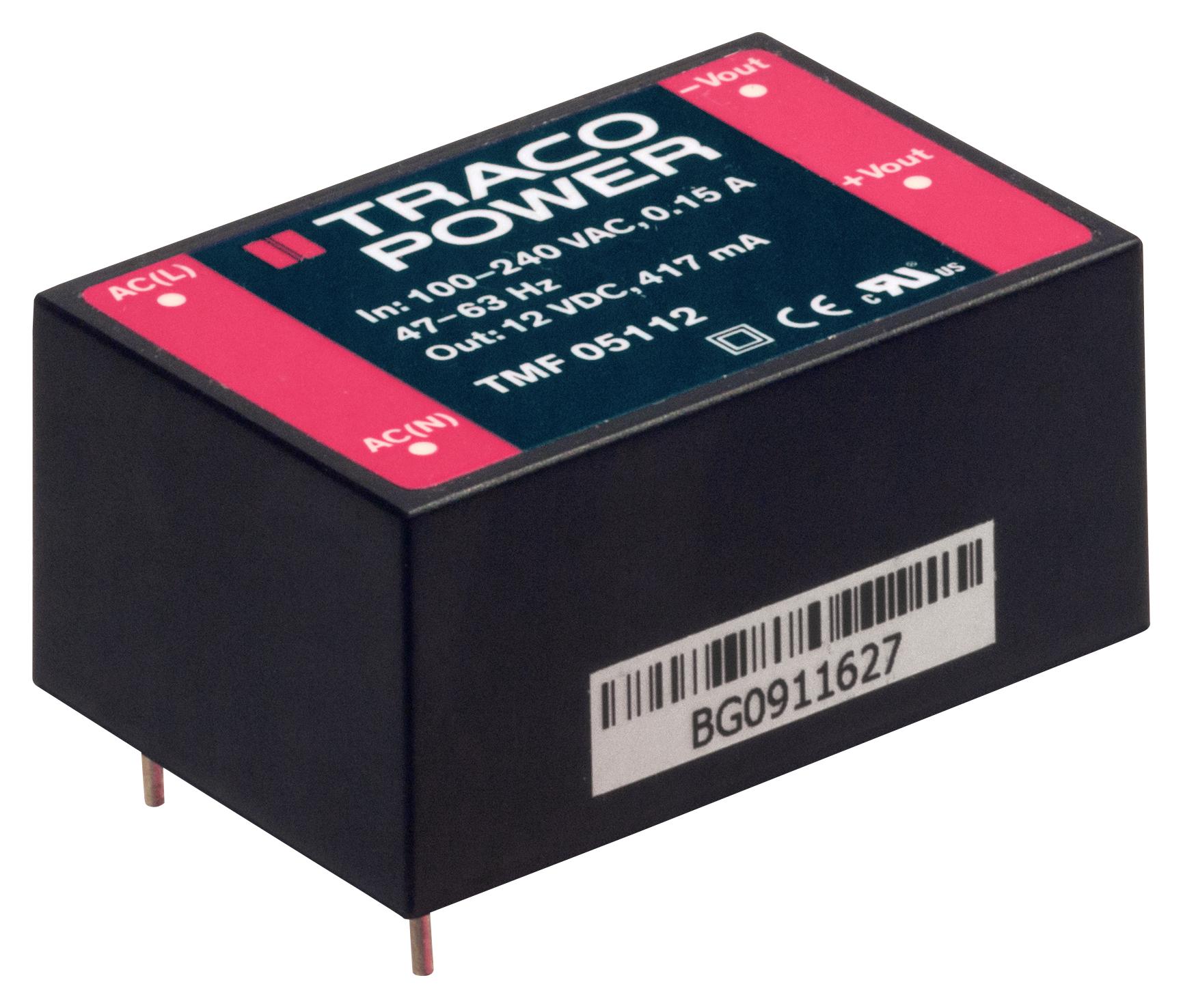 TMF 05115 POWER SUPPLY, AC-DC, 15V, 0.333A TRACO POWER