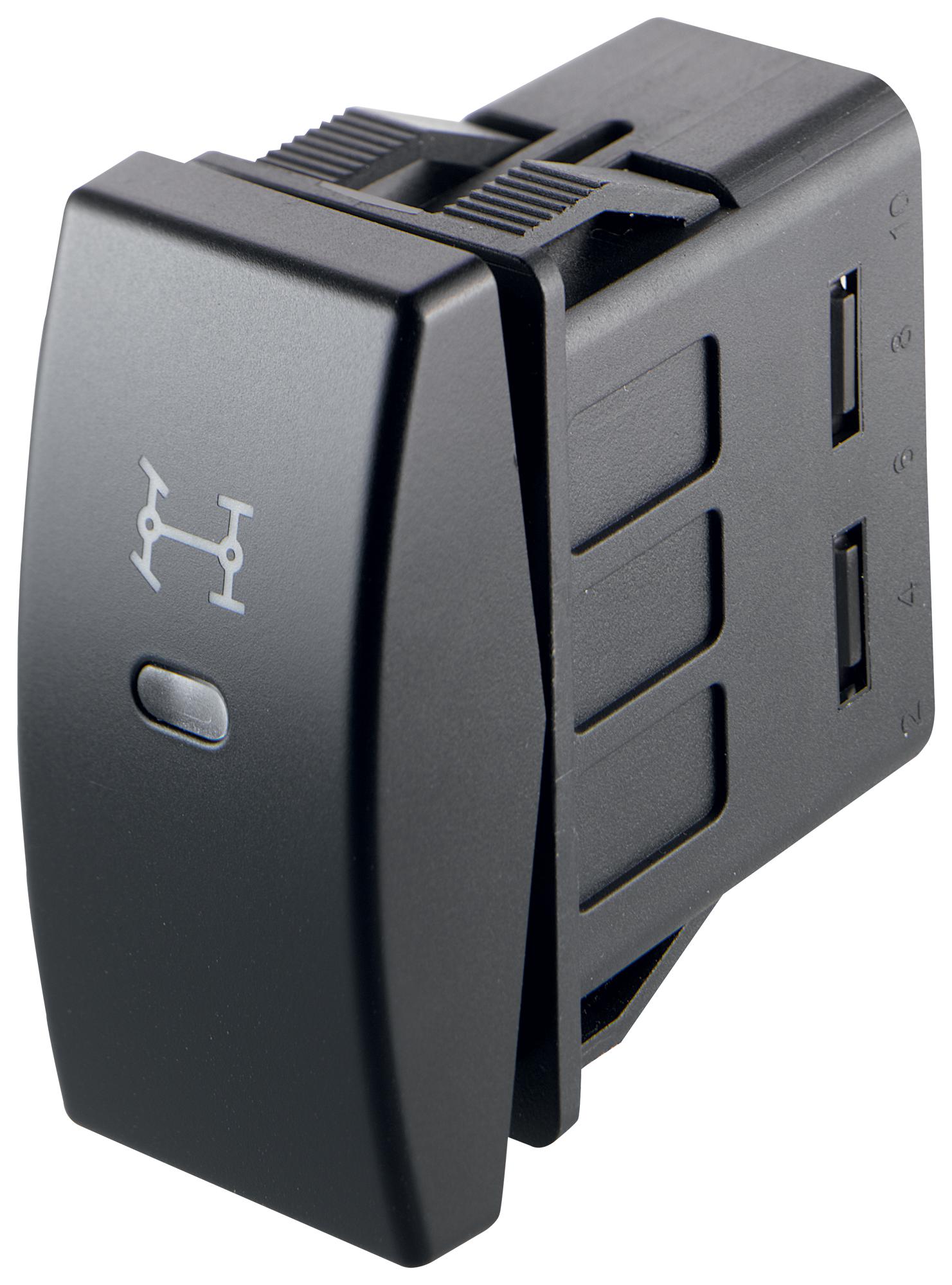 03251.0063-00 ROCKER SWITCH, DPST, 10A, 24VDC, BLACK MARQUARDT