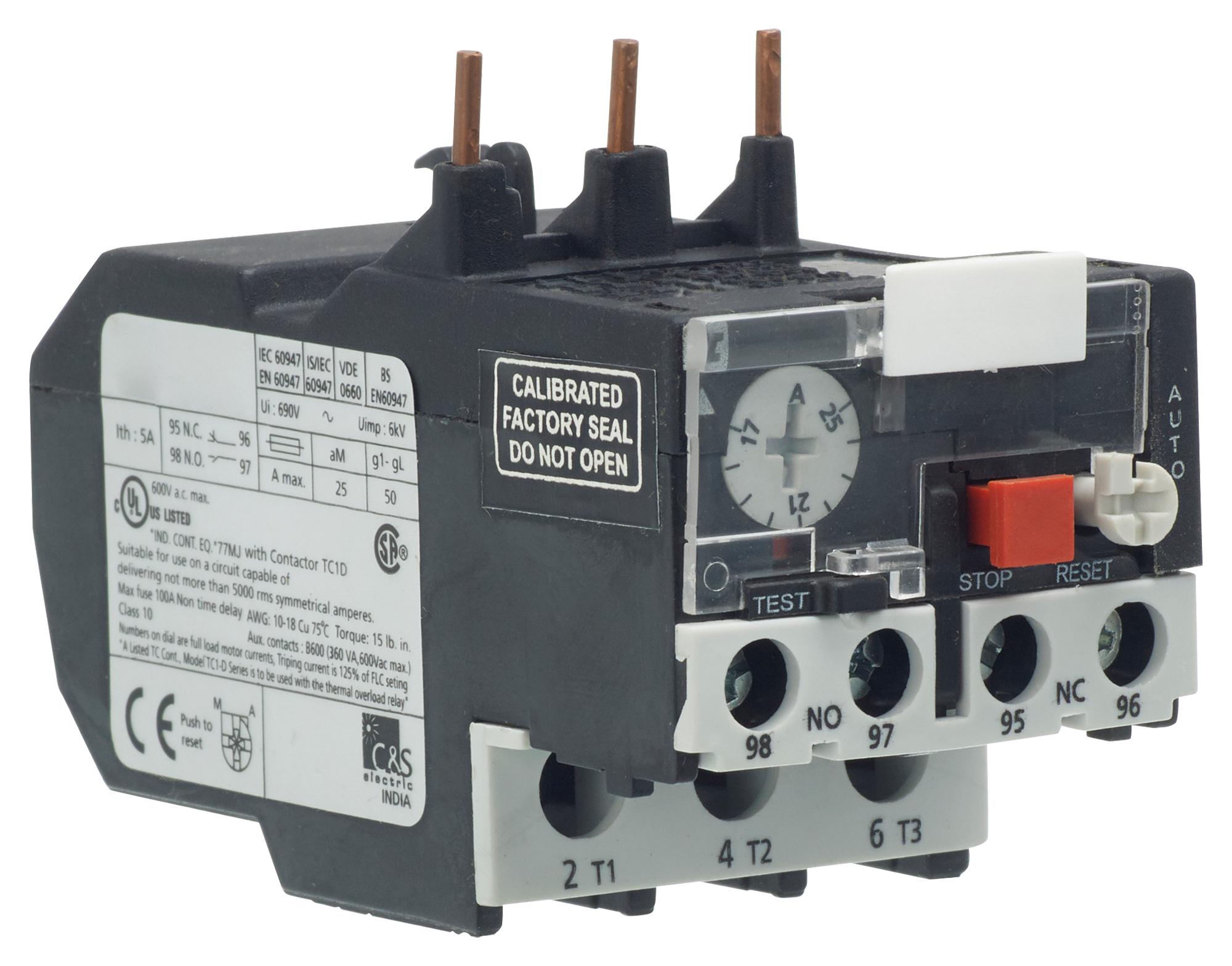 MCTR2-D09308 THERMAL OVERLOAD RELAY, 2.5-4A MULTICOMP