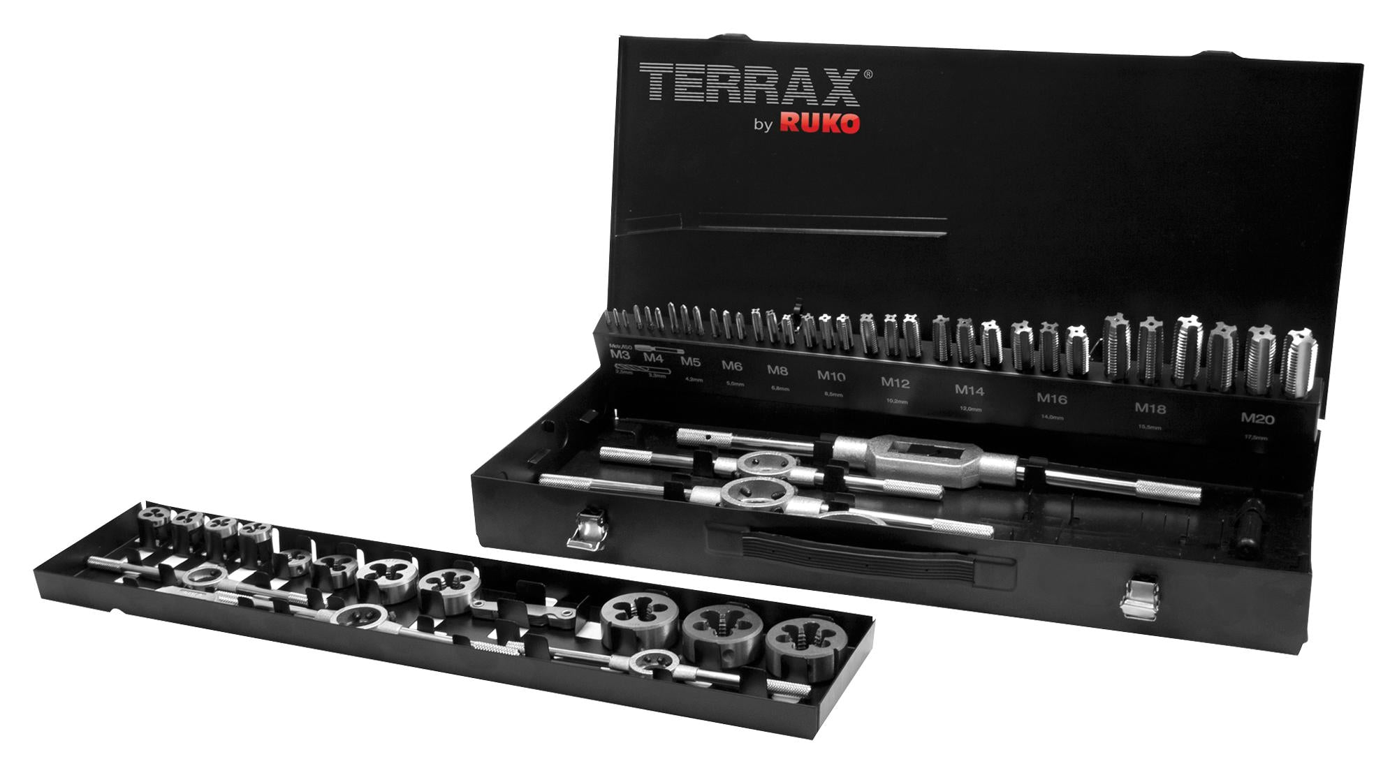 A245040 THREAD CUTTING SET, 54PCS, STEEL CASE RUKO