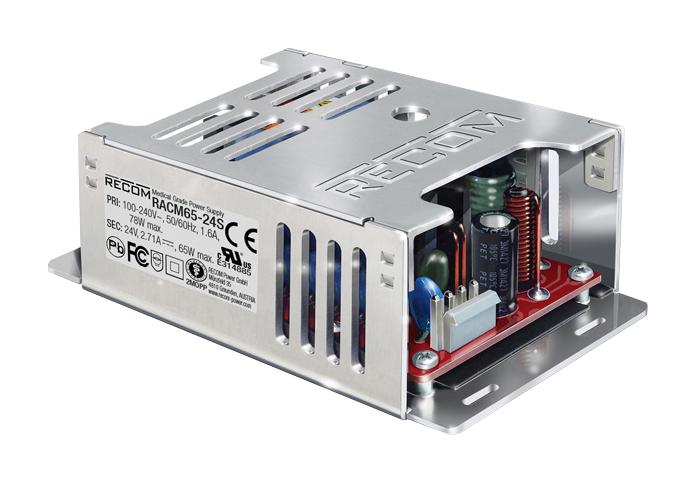 RACM65-24S POWER SUPPLY, AC-DC, 24V, 2.71A RECOM POWER