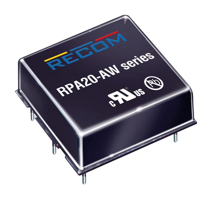RPA20-2412SAW/P DC-DC CONVERTER, 12V, 20W RECOM POWER