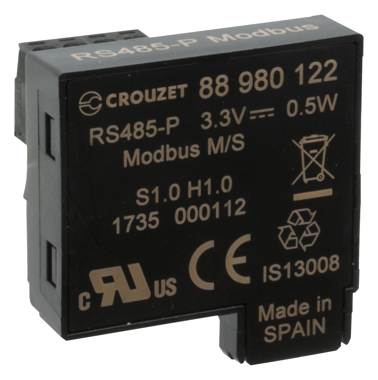 88980122 MODBUS RS485 INTERFACE, BLACK, PLC CROUZET