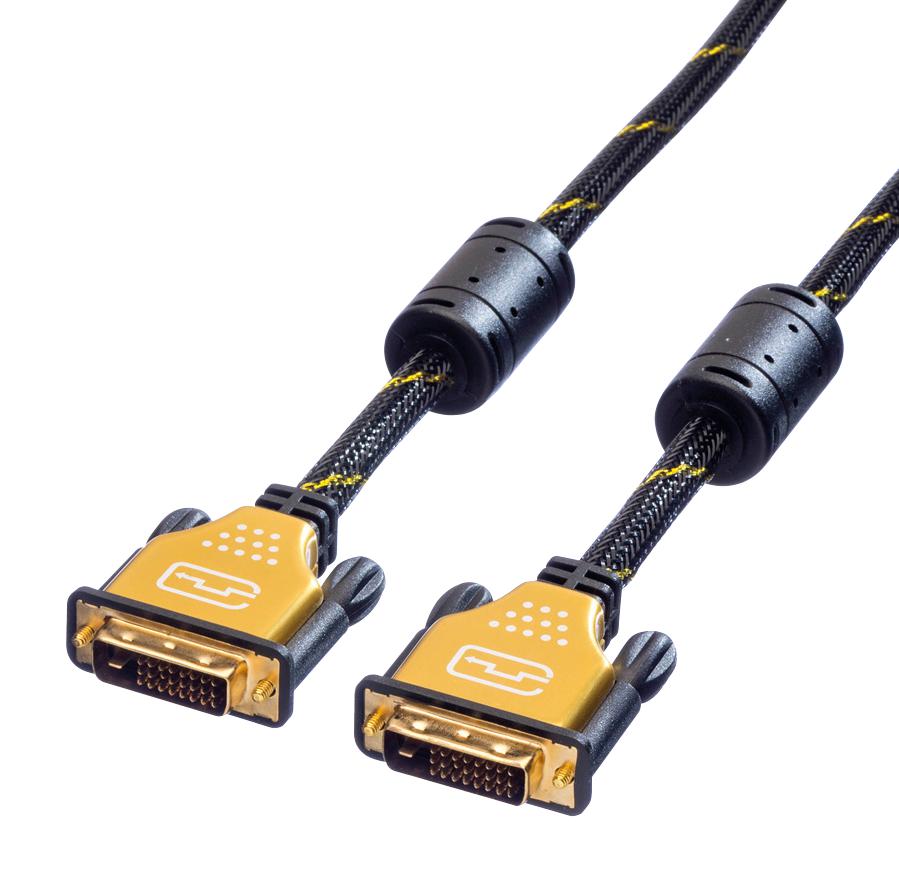 11.04.5518 CABLE, DVI-D TO DVI-D PLUG, BLK/YEL, 10M ROLINE
