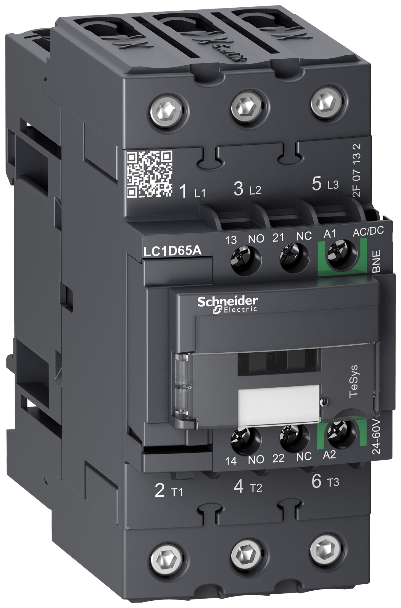 LC1D65ABNE CONTACTOR, 3PST-NO, 60V, DIN RAIL/PANEL SCHNEIDER ELECTRIC
