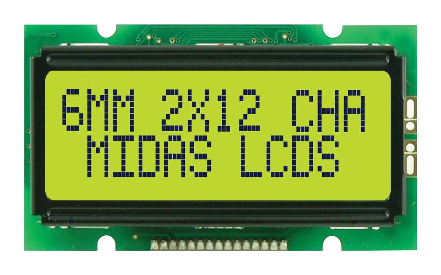 MC21206A6W1-SPTLY LCD ALPHANUMERIC DISPLAY, 5.5MM, STN MIDAS
