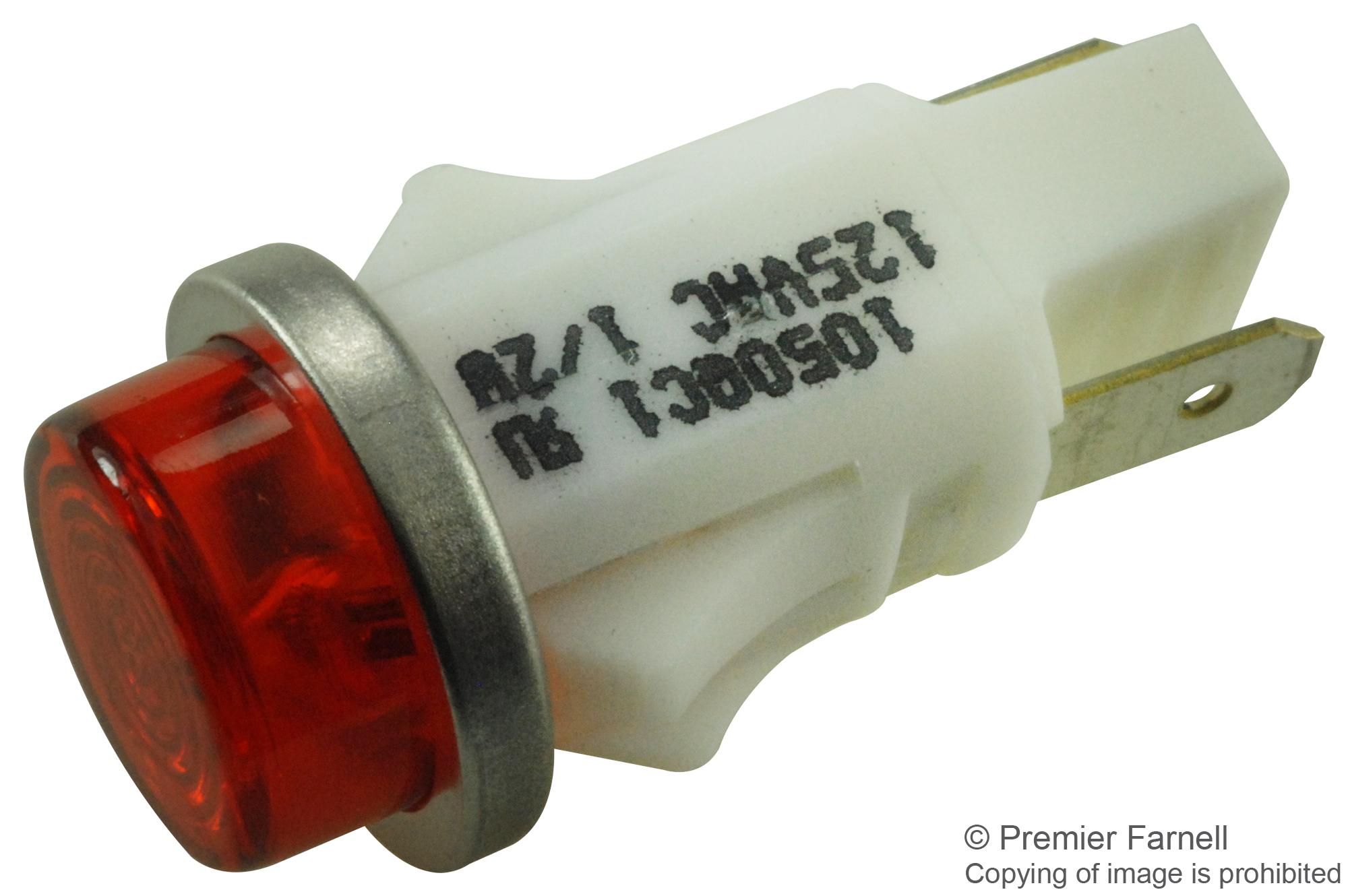 1050QC1 NEON INDICATOR, RED, 12.7MM, QC VCC (VISUAL COMMUNICATIONS COMPANY)