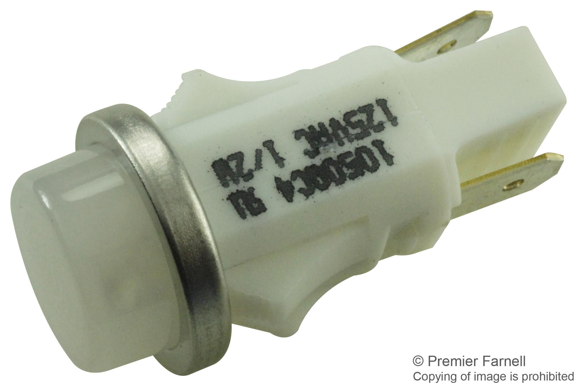 1050QC4 NEON INDICATOR, WHITE, 12.7MM, QC VCC (VISUAL COMMUNICATIONS COMPANY)