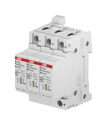 OVR T1-T2 3L 12.5-275S P TS QS MAINS SURGE PROTECTOR, 275VAC, DIN RAIL ABB - SOULE
