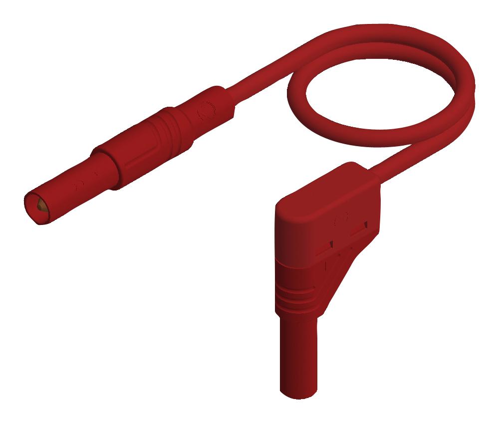 934080101 TEST LEAD, 4MM BANANA PLUG-R/A PLUG, RED HIRSCHMANN TEST AND MEASUREMENT