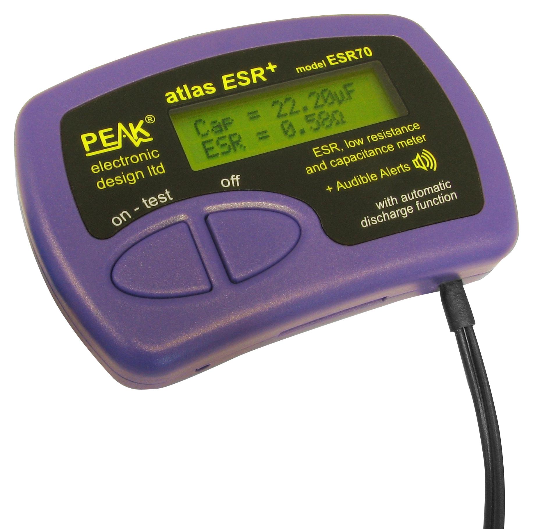 ESR70 ESR METER W/AUDIBLE ALERT, CAPACITOR PEAK ELECTRONIC DESIGN