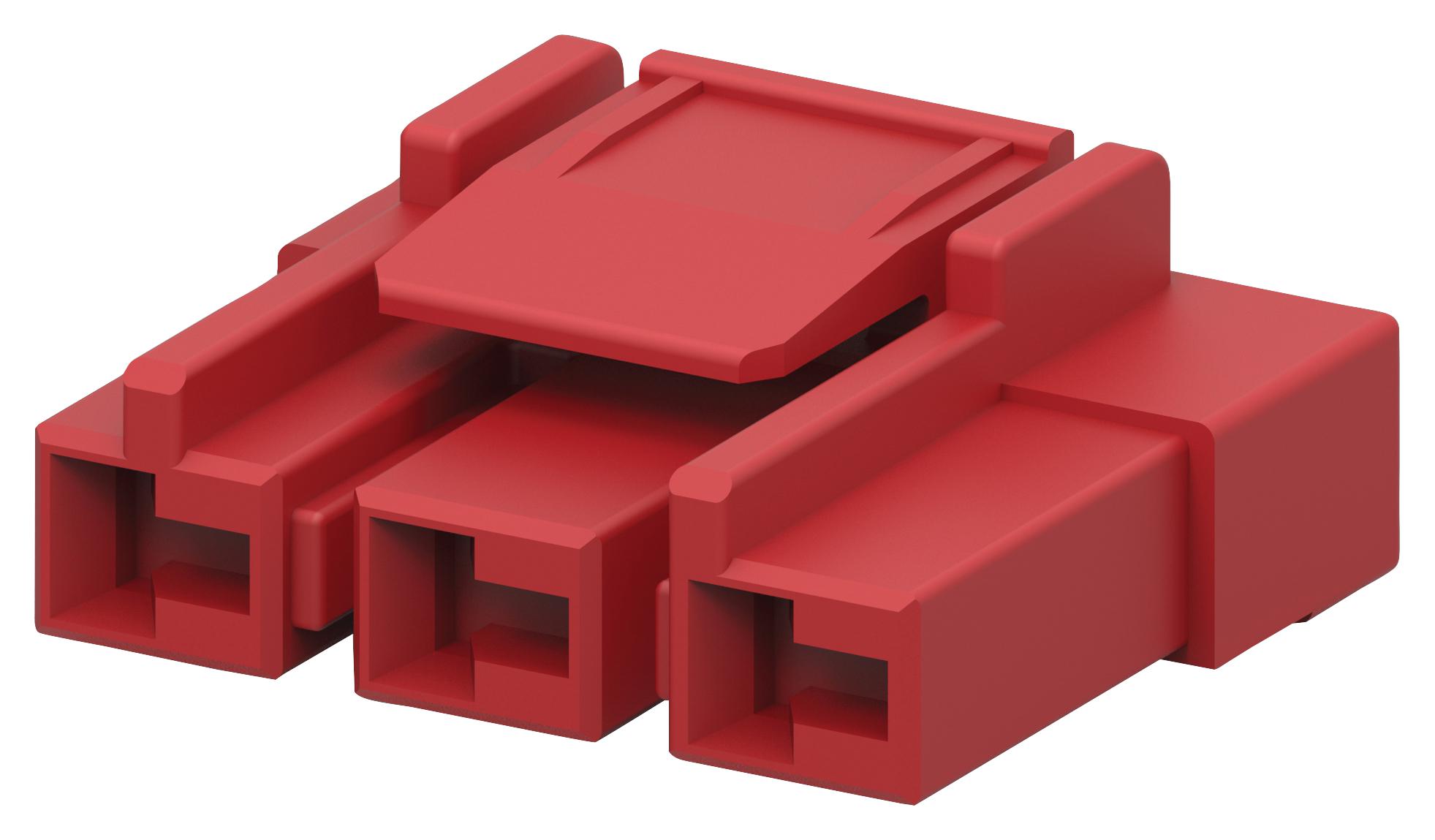 1-1903414-2 PLUG HOUSING, 3POS, PA 66 GF, RED TE CONNECTIVITY