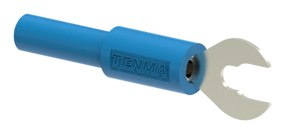 72-14354 ADAPTOR, 4MM BANANA JACK-SPADE LUG, BLU TENMA