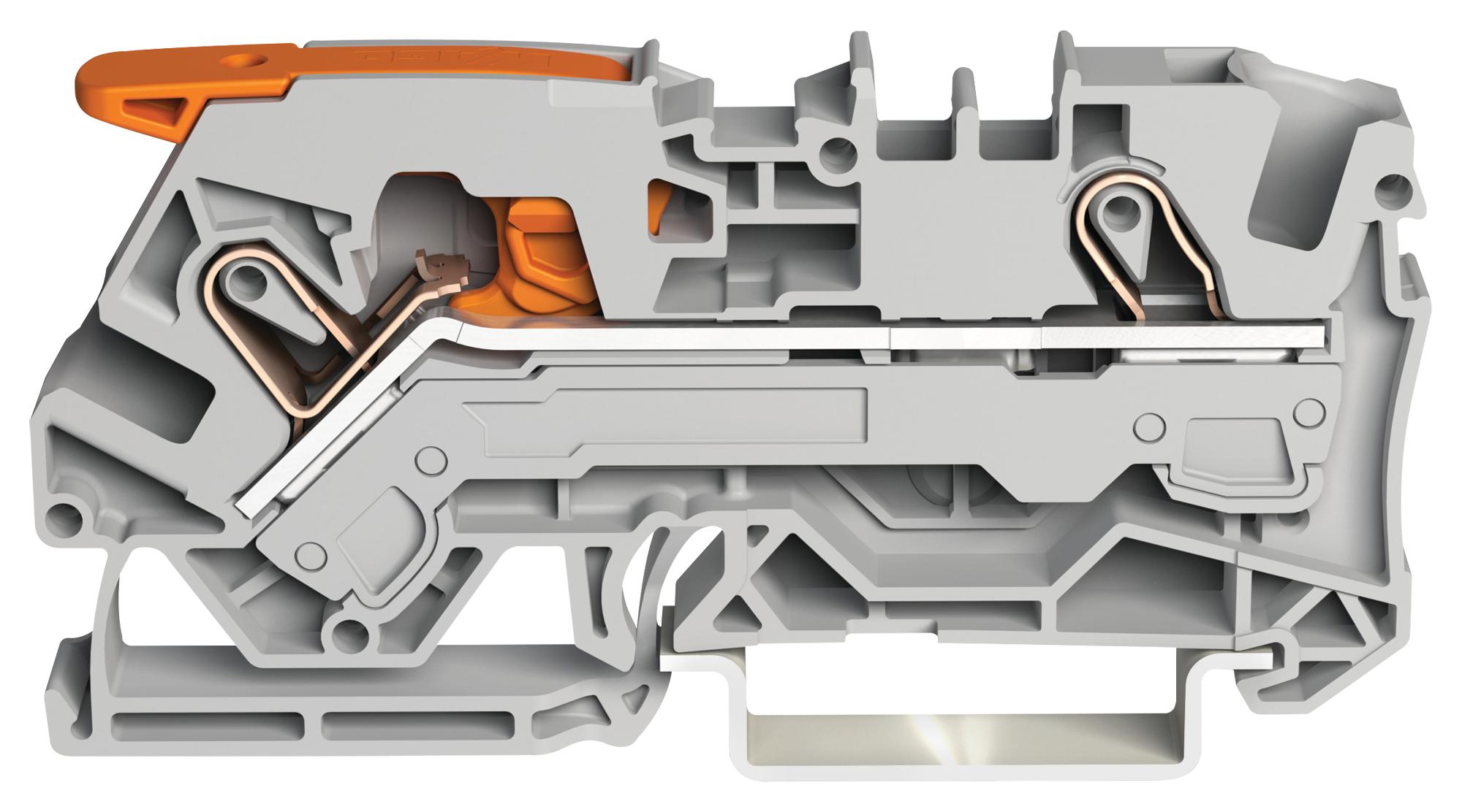 2106-1201 TERMINAL BLOCK, DINRAIL, 2WAYS, 8AWG WAGO