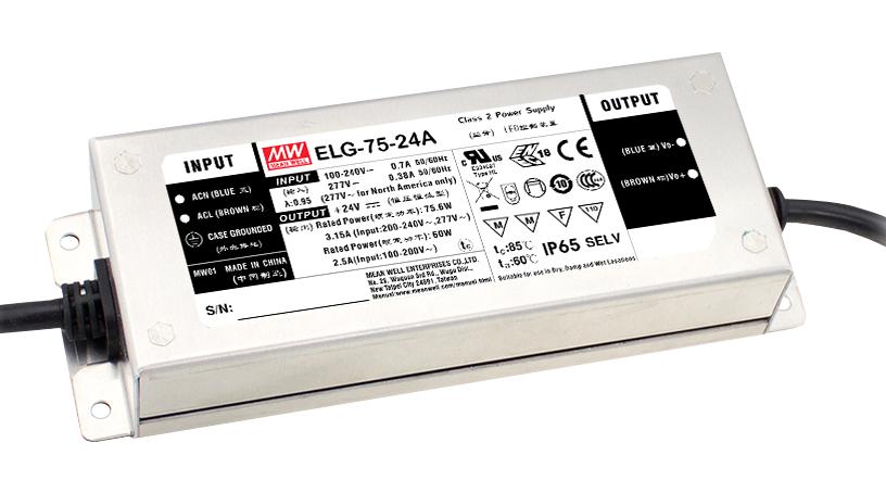 ELG-75-48DA LED DRIVER, CONSTANT CURRENT/VOLT, 76.8W MEAN WELL