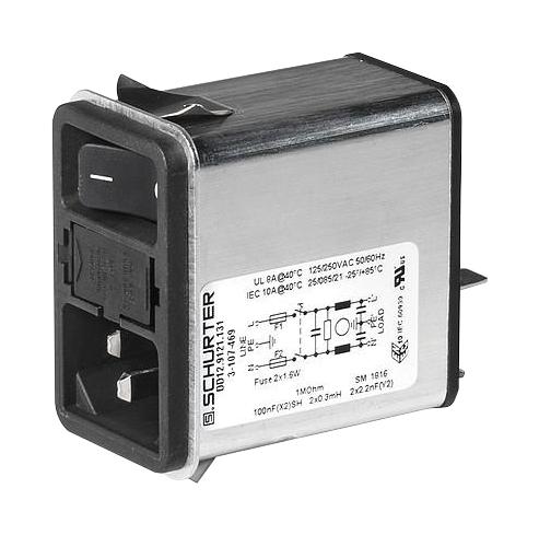 3-107-476 POWER LINE FILTER, MEDICAL, 8A, QC SCHURTER