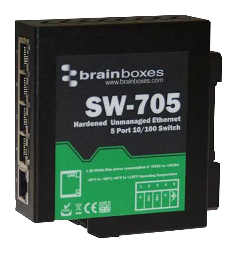 SW-705 ETHERNET SWITCH, RJ45X5, 10/100MBPS BRAINBOXES