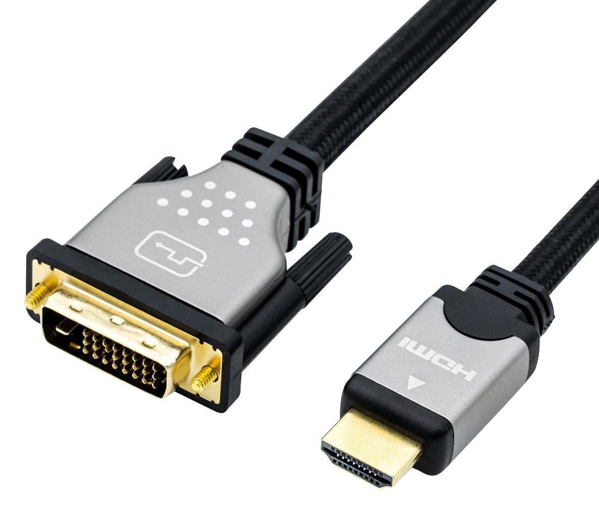 11.04.5870 CABLE, DVI-D/HDMI A PLUG, 1M, BLACK ROLINE
