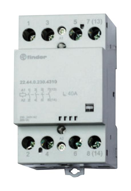 224400124610 MODULAR CONTACTOR, DPST-NO/NC, 22A, 440V FINDER