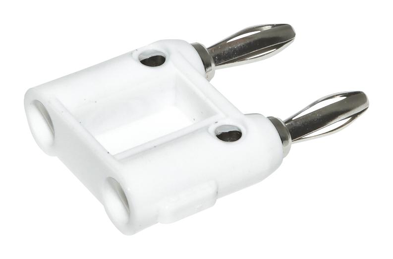 BU-PMDP-S-9. DOUBLE BANANA PLUG, 15A, SCREW, WHT MUELLER ELECTRIC