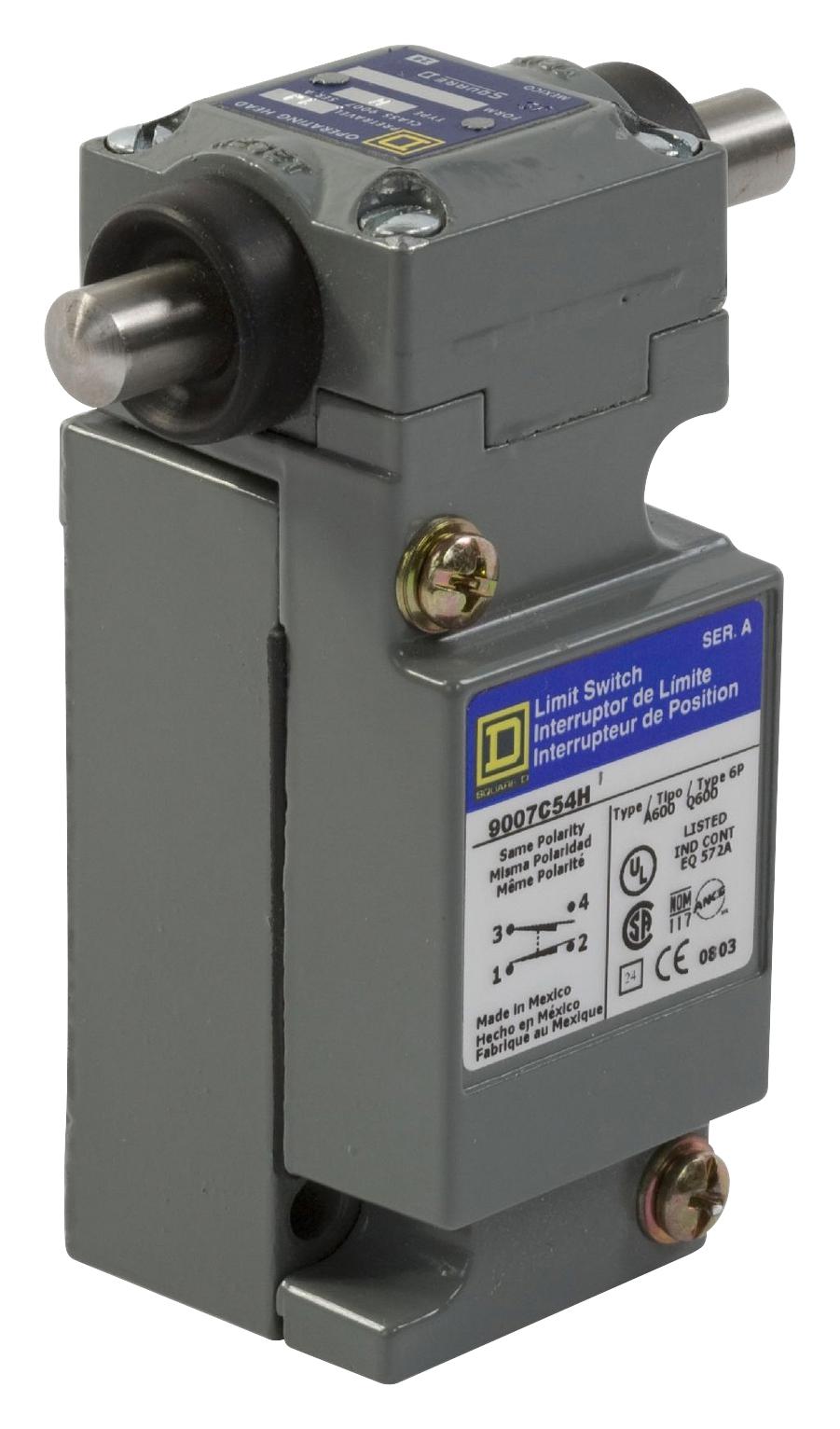 9007C54H LIMIT SW, PLUNGER, SPDT-DB, 1.2A, 600V TELEMECANIQUE SENSORS