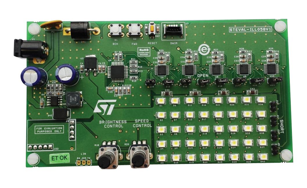 STEVAL-ILL058V1 EVAL BOARD, HB LED ARRAY DRIVER STMICROELECTRONICS
