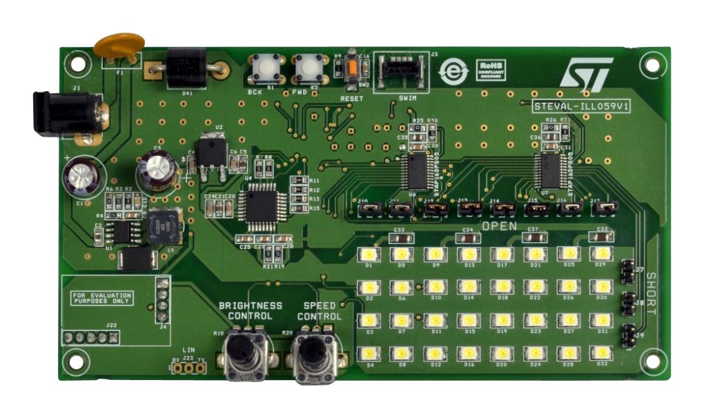 STEVAL-ILL059V1 EVAL BOARD, HB LED ARRAY DRIVER STMICROELECTRONICS