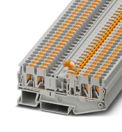 PT 2,5-QUATTRO-MT DINRAIL TERMINAL BLOCK, 4WAY, 12AWG, GRY PHOENIX CONTACT