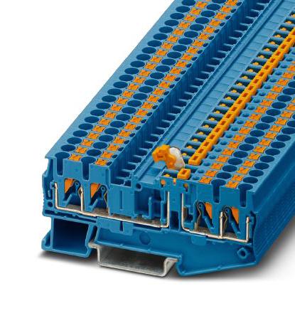 PT 2,5-QUATTRO-MT BU DINRAIL TERMINAL BLOCK, 4WAY, 12AWG, BLU PHOENIX CONTACT
