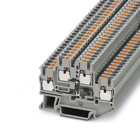 PTTB 2,5-2DIO/O-UL/UR-UL DINRAIL TERMINAL BLOCK, 4WAY, 12AWG, GRY PHOENIX CONTACT