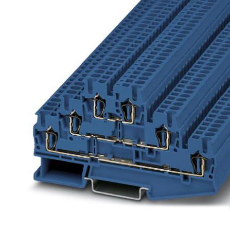ST 2,5-3L BU DINRAIL TERMINAL BLOCK, 6WAY, 12AWG, BLU PHOENIX CONTACT