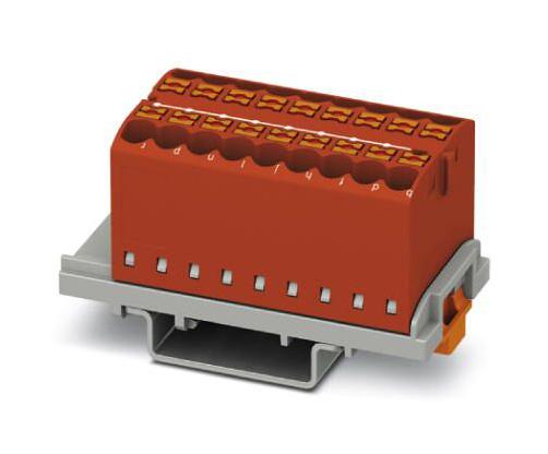 PTFIX 18X2,5-NS35 RD TB, DISTRIBUTION BLOCK, 18P, 12AWG, RED PHOENIX CONTACT