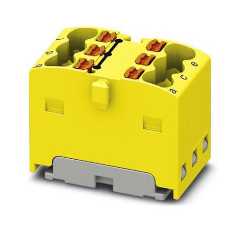 PTFIX 6X1,5 YE TB, POWER DISTRIBUTION, 6P, 14AWG, YEL PHOENIX CONTACT