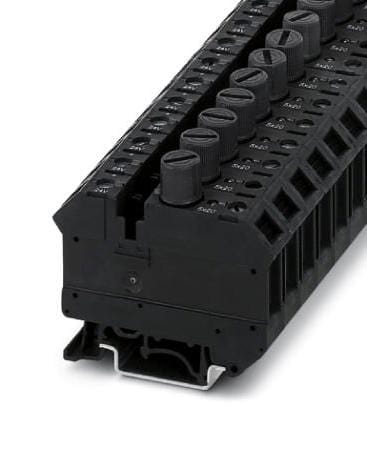 UK 10-DREHSILED 24 (5X20) FUSE MODULAR TB, 2WAY, 6AWG, BLACK PHOENIX CONTACT