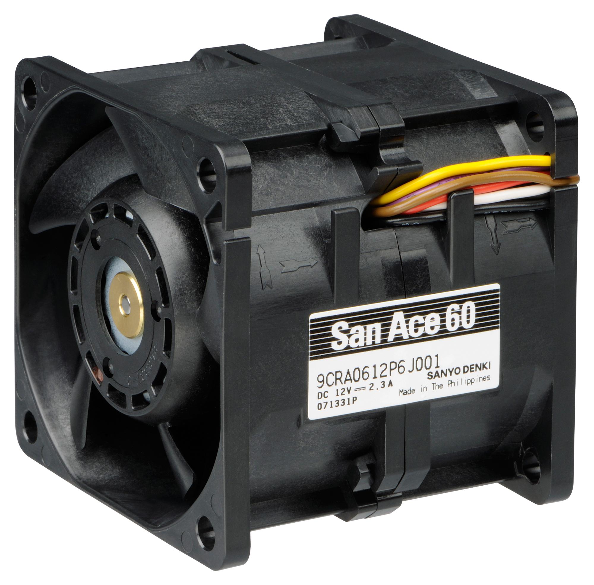 9CRA0612P6K001 DC AXIAL FAN, 80.5CU.FT/MIN, BALL, 60MM SANYO DENKI