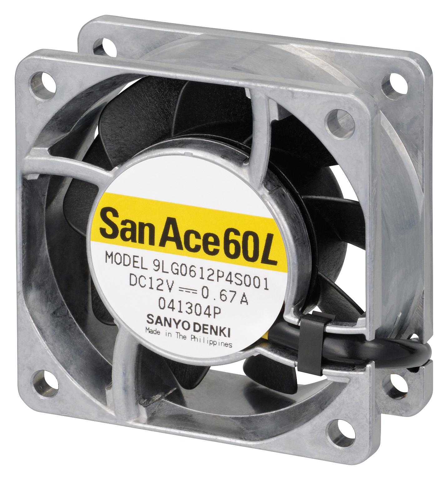 9LG0624P4J001 DC AXIAL FAN, 38.8CU.FT/MIN, BALL, 60MM SANYO DENKI