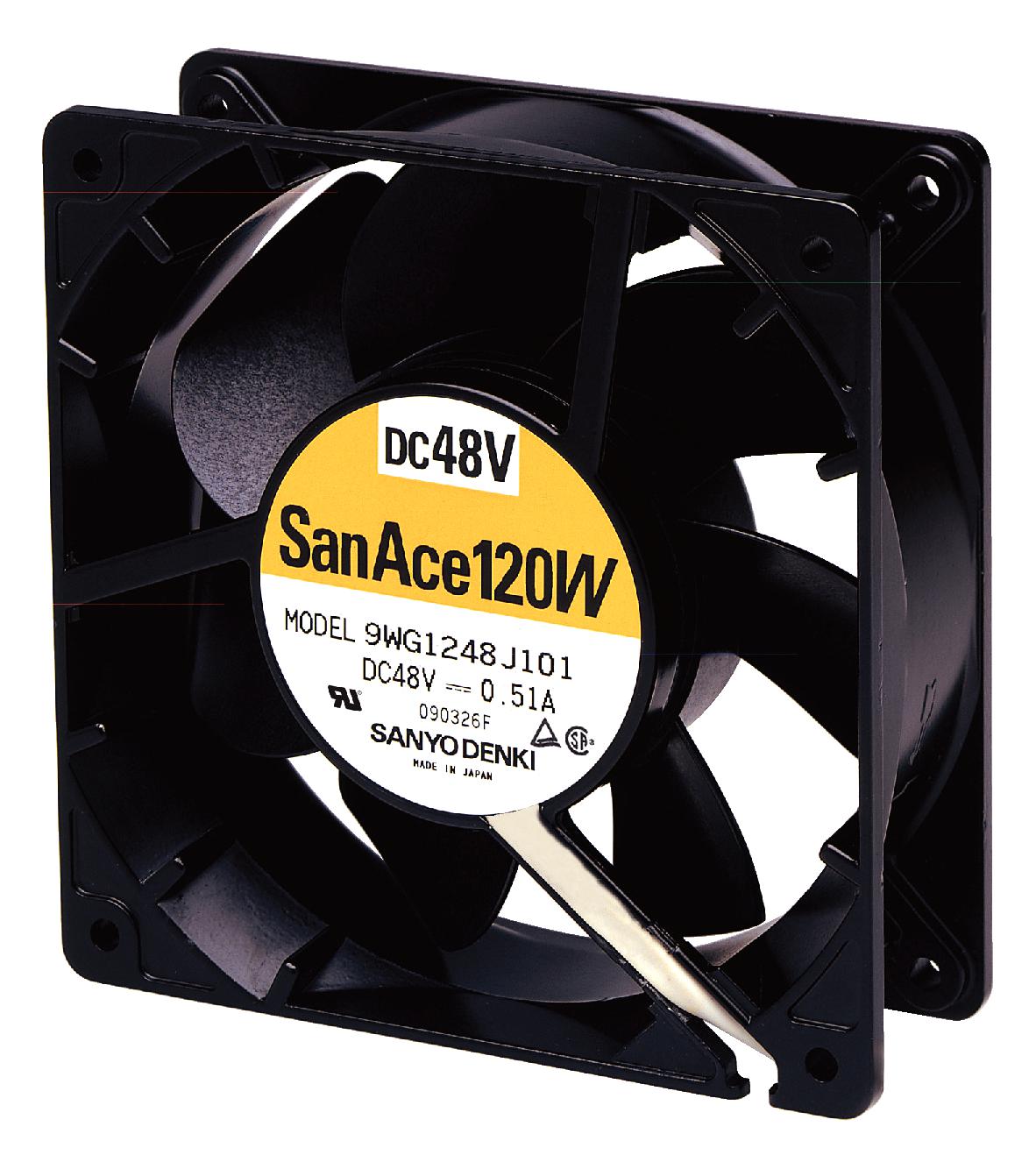 9WG1212E101-E AXIAL FAN, 120MM, 3.34M3/MIN, 46DBA, 12V SANYO DENKI