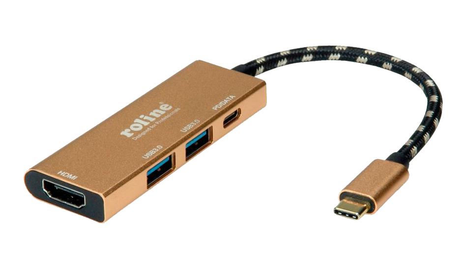 12.02.1119 GOLD USB TYPE C DOCKING STATION, 3PORT ROLINE