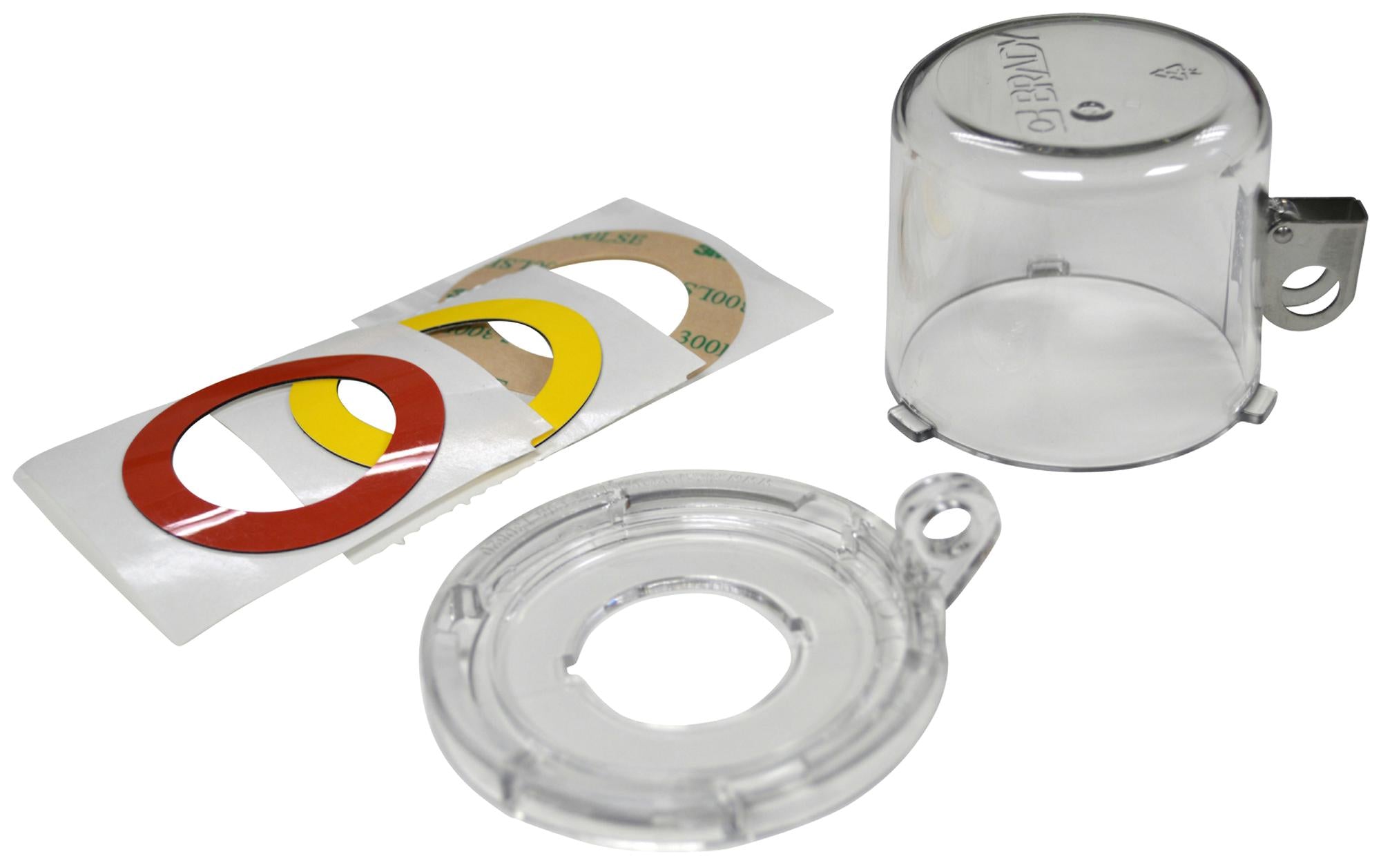 30MM CLEAR PUSH BUTTON LO W/ STD COVER PUSH BUTTON LOCKOUT, CLEAR, PC BRADY